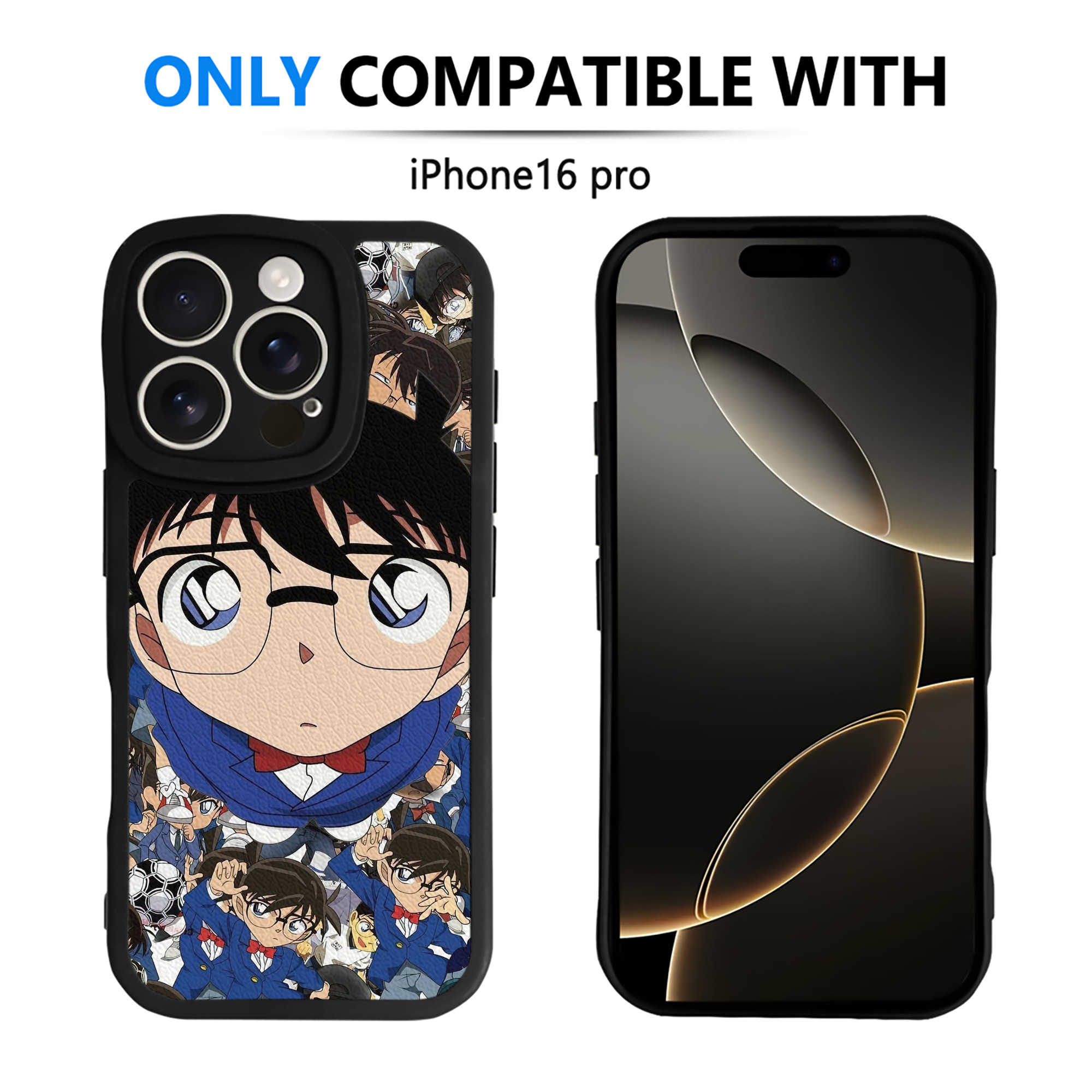（画像用） 名探偵コナン Detective Conan 【iPhone 16シリーズ対応】シリコンスマホケース（レザー調） 材質：シリコン